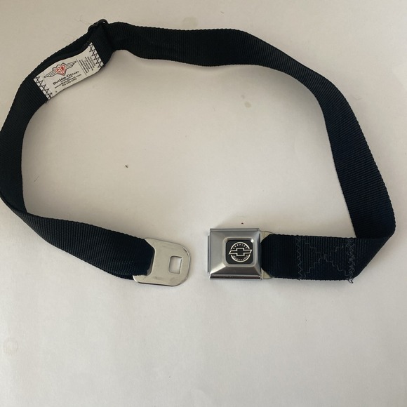 Buckle-Down Belt.  Seatbelt Fashion Belt Chevy GM Black Unisex - Pretty Cool! - Picture 2 of 5